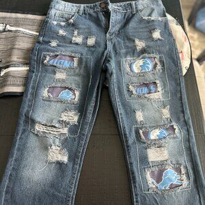 Brand NEW Detroit Lions Patchwork Jeans Size Large